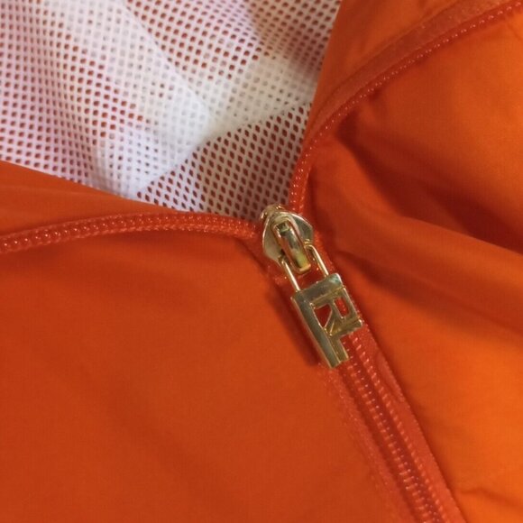 Lauren Ralph Lauren Womens Size 1X Orange Windbreaker Jacket Stowable Hood EUC - Picture 9 of 13